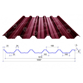 Сталекс Профнастил ПН-44 0,45 PEMA RAL 3005 Сырье Optima Steel