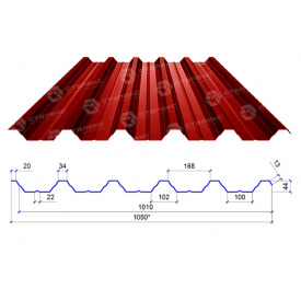 Сталекс Профнастил ПН-44 0,45 PE RAL 3011 Сырье Optima Steel