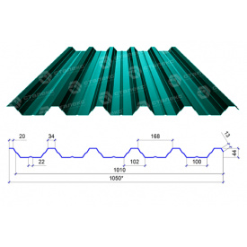 Сталекс Профнастил ПН-44 0,45 PE RAL 6005 Сырье Optima Steel
