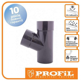 Тройник Profil 100/100/67 130 графитовый