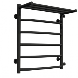Полотенцесушитель водяной Deffi Трапеция с полкой П6 600х530мм, нержавеющая сталь, черный