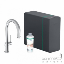 Смеситель для кухни + стартовый комплект Hansgrohe Aqittura M91 SodaSystem 210 1j sBox 76838000 хром
