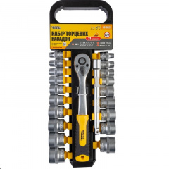 Набор насадок торцевых MASTERTOOL CRV 3/8" 6-24 мм удлинитель 150 мм 21 шт (78-3821) Хмільник