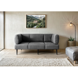 Диван з підлокітниками Tobi Sho Бенно-1 офісний з конусною ногою 2000х720х750 велюр Emilia 91 SILVER