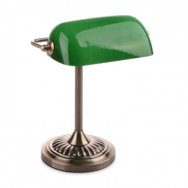 Настольная лампа барокко зеленая Brille 60W MTL-51 Бронзовый