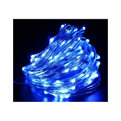 Светодиодная гирлянда нить на батарейках Led Капли росы на 50 светодиодов 5 м Синий Костопіль