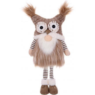 Декоративная игрушка Gnome with owl hat 58 см Бежево-коричневый BonaDi DP232208