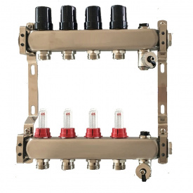 Колектор для опалення Tervix Pro Line на 9 контурів з витратомірами і кранами Маєвського (501209)