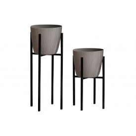 Підставки для вазонів Флорида (25х25х40 / 25х25х60 см, з кашпо, чорний + мокко)