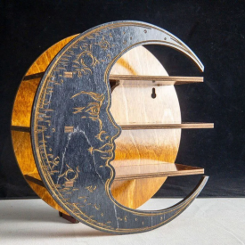 Настенная полка Луна, деревянная полка полумесяц, органайзер с 3 полками для украшений и декора, Yellow