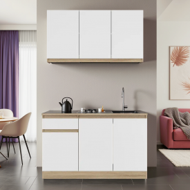 Кухня Tobi Sho Эко-К5 готовая со столешницей 1,2 м Белый/Белый, корпус Дуб Сонома