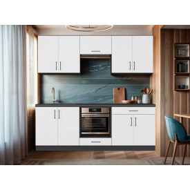 Кухня со столешницей Tobi Sho OPTIMA-К8 готовая 2,2 м Белый/Белый, корпус Антрацит