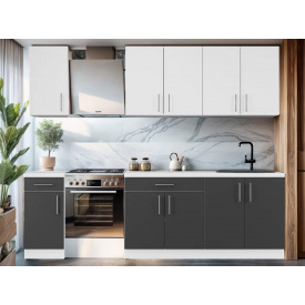 Кухня модульна Tobi Sho OPTIMA-К3 зі стільницею 2,6 м Німфея Альба/Антрацит, корпус Білий