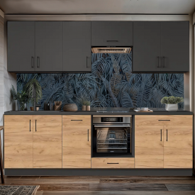 Кухонный набор Tobi Sho OPTIMA-К6 2,6 м со столешницей Антрацит/Дуб Крафт Золотой, корпус Антрацит