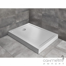 Прямоугольный акриловый душевой поддон Radaway Doros F Compact Stone White 1600x900 SDRFP1690-05-04S белый камень