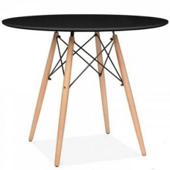 Обеденный стол круглый Тауэр-Вуд 60 см черный на деревянных ножках Никополь