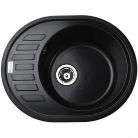 Гранитная мойка накладная Mira Arnica 620х500 с крылом, черный