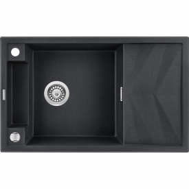 Deante Мойка кухонная Magnetic, гранит, прямоуг., с крылом, 820х500х219мм, чаша - 1, накладная, металлический графит