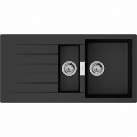 Hansgrohe Мойка кухонная S52, гранит, прямоуг., с крылом, 980х480х190мм, чаша- 1.5, накладная, S520-F530, черный графит