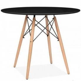 Обеденный стол круглый Тауэр-Вуд 60 см черный на деревянных ножках