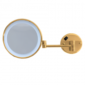 Зеркало косметическое Stellaforme Dodatki увеличение х3, с подсветкой LED, золотое