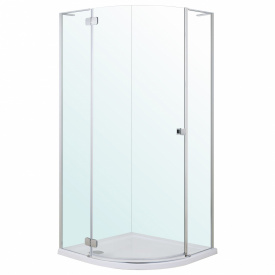 BENITA Left душова кабіна 90*90*195см напівкругла, розпашна, профіль cromo, скло прозоре 8 мм, з піддоном PUF