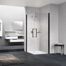 Душевая кабина угловая Novellini Young 2G, 2-дверная, 100х100, стекло-Clear, профиль-черный матовый (Y22G99L-1H+Y22G99L-1H)