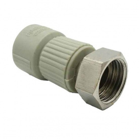 Муфта с накидной гайкой Asco 20x1/2" В PPR латунний штуцер, серая