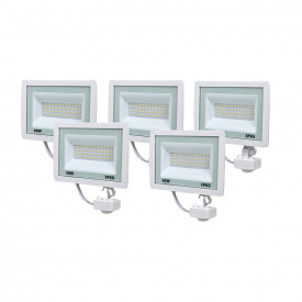Комплект светодиодных прожекторов Lightwell 50W с датчиком движения 5 шт (LW-FL-W-50-S)