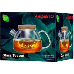 Чайник для заварювання Ardesto Midori 1000 мл боросилікатне скло з бамбуковою кришкою AR3010GF Київ