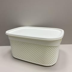 Кошик з кришкою 33х24х16,5 см 9 л Ucsan Plastik М-1164 білий Самбір