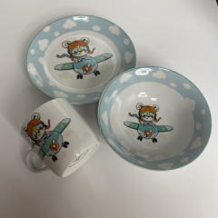 Набір порцелянового дитячого посуду Little Pilot 3 предмета Limited Edition C772 Київ