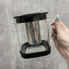 Заварник стеклянный со съемным металлическим ситечком 1000 мл Kamile KM-0777M Дрогобыч