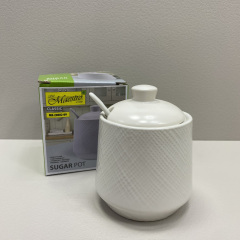 Сахарница керамическая с ложкой h-11 см Maestro MR-20002-09 White Ровно