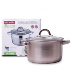 Каструля із нержавіючої сталі 5,1л зі скляною кришкою Kamille Classic KM-5622S Тернопіль