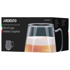 Набір чашок із боросилікатного скла 300 мл Ardesto Grapfite 2шт AR2630GR Київ