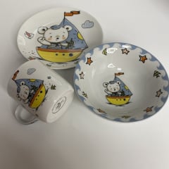 Набір порцелянового дитячого посуду Little Sailor 3 предмета Limited Edition C805 Вишневе