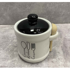 Банка для меда керамическая 450 мл с деревянной ложкой S&T Bon Appetit 700-04-17 Петрово