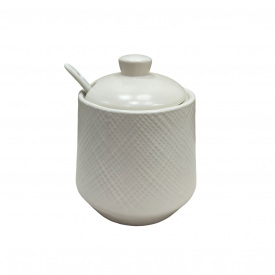 Сахарница керамическая с ложкой h-11 см Maestro MR-20002-09 White