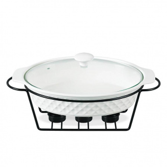 Марміт керамічний овальний з чорною підставкою 32,5 см Maestro MR-11359-74