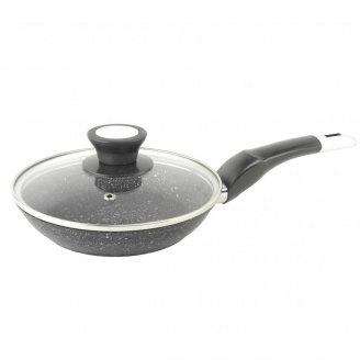 Сковорода алюминиевая с стеклянной крышкой 16 см A-PLUS 1476