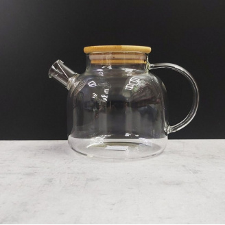 Заварочный чайник Ardesto 1,2 л боросиликатное стекло с бамбуковой крышкой AR3012GB