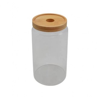 Банка стеклянная с бамбуковой крышкой 1,3л Stenson TD00979-1.3