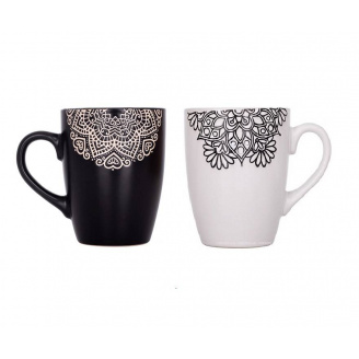 Набір кухлів 330 мл Limited Edition Kora JH1471-6 (6 шт) ЧОРНИЙ/БІЛИЙ