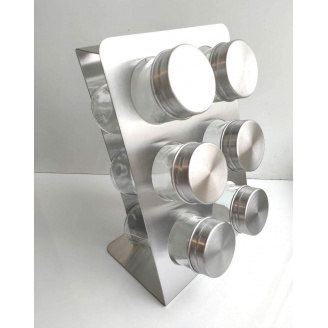 Набір для солі та спецій Kamille 7036 на прямокутній підставці 6 предметів