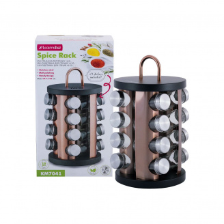 Набір ємностей для спецій на круглій підставці 16 шт. Kamille KM-7041