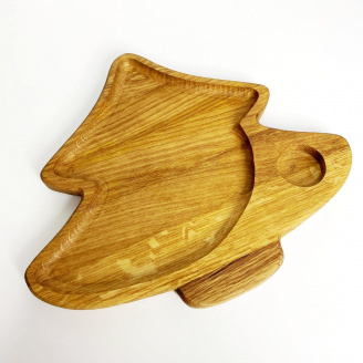 Менажница с отверстием для подсвечника дубовая 