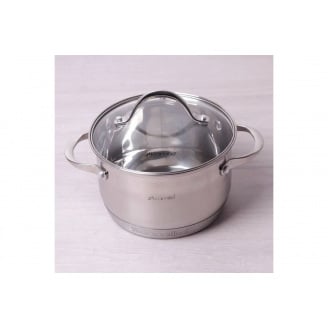 Кастрюля 2.1 литра из нержавеющей стали с крышкой и 7-слойным дном (Ø16х10.5см) Kamille KM-4717S