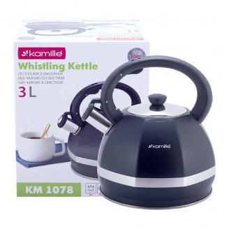 Чайник 3 л Kamille из нержавеющей стали со свистком и нейлоновой ручкой КМ-1078