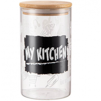 Банка скляна з бамбуковою кришкою 